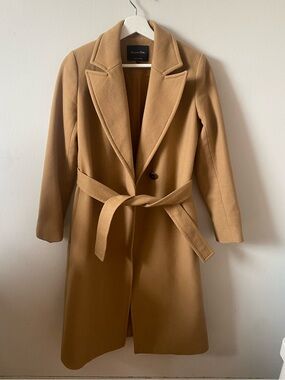 Massimo Dutti Camel Long Wool Wrap Coat size 2 🍂